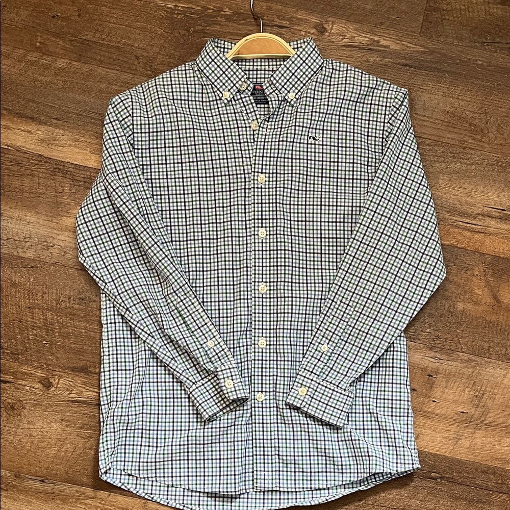 Vineyard Vines youth Checkered Shirt - Blue and White